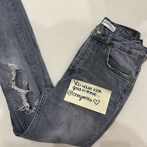 Zara Woman - Premium Denim Collection Straight Leg Charcoal Jeans